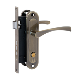 Замок врезной FERRE 1523 AB m60Z межос.70мм, бексет 40мм, с цилин.,бронза, в комплекте с ручкой