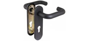 Ручка дверная DH-0433 NE (черная) с пружиной для замка (FL-0432, 0433, 0434), НЕЙЛОН