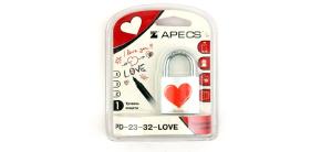 Замок навесной Apecs PD-23-32-LOVE Blister