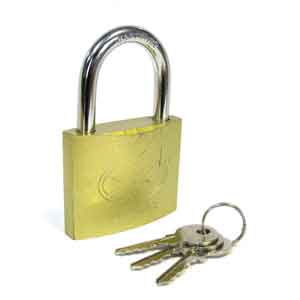 Замок навесной BASARA BS-40 (38мм) GP 3 ключа золото