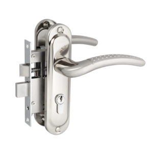 Замок врезной FERRE 1126 NI m60 межос.50 мм, бексет 40 мм, с цилин., никель комплекте с ручкой