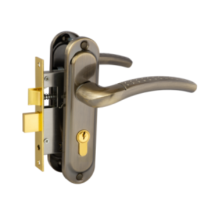 Замок врезной FERRE 1126 AB m60 межос.50 мм, бексет 40 мм, с цилин., бронза в комплекте с ручкой