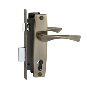 Замок врезной FERRE 1323 AB межос.80 мм, бексет 40 мм, без цилин., бронза в комплекте с ручкой