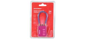 Замок навесной АЛЛЮР ВС1КТ-30/3 (H2) розовый с тросиком кодовый d=3мм