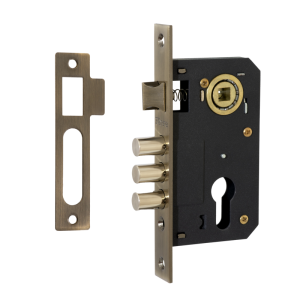 Замок врезной FERRE 9011 SR-3R AB (бронза, межос. рас. 61,5)