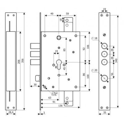 Замок врезной ГАРДИАН 2212 Т б/торц.пл._2