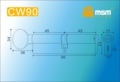 Цил.мех-зм MSM CW90mm SN перфо.кл/верт. (Матовый никель) 2