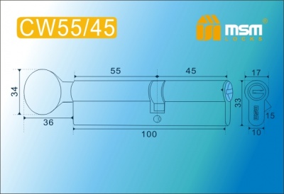 Цил.мех-зм MSM CW55в/45mm SN перфо.кл/верт. (Матовый никель) 2