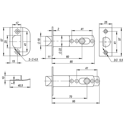 Ручка защелка 6082 CP-E (кл./фик.) хром	Ajax (Аякс) 3