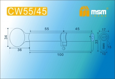 Цил.мех-зм MSM CW55в/45mm SN перфо.кл/верт. (Матовый никель) 2