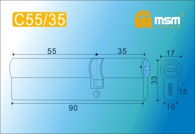 Цил.мех-зм MSM C55/35mm PB перфо.кл/кл. (Полированная латунь) 2