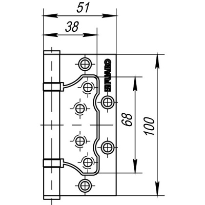 Петля универс. б/врезки 500-2BB 100х2.5 PB (латунь)_2