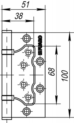 Петля универс. б/врезки 500-2BB 100x2.5 CF (кофе)2