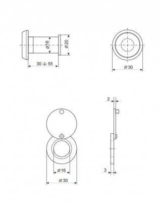 Глазок дверной Apecs 5016/30-55-G_2