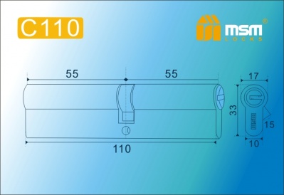 Цил.мех-зм MSM C110mm PB перфо.кл/кл. (Полированная латунь) 2