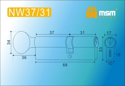 Цил.мех-зм MSM NW37в/31mm SN простой кл/верт. (Матовый никель) 2