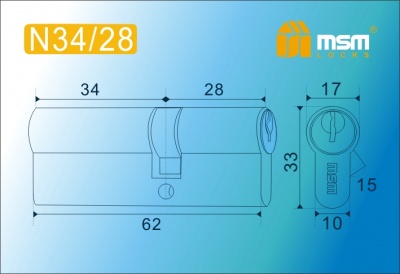 Цил.мех-зм MSM N34/28mm PB простой кл/кл. (Полированная латунь) 2