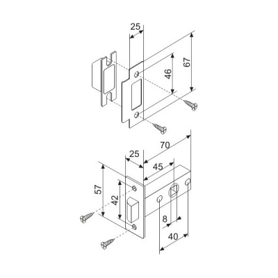 Защелка врезная F12-45-25 AC_2