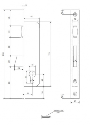 Замок врезной Apecs 7600-25-R-Ni