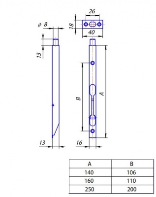 Шпингалет торцевой Apecs FB-01-160-G 2