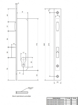Замок врезной Apecs 7500-25-R-Ni (1)