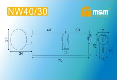 Цил.мех-зм MSM NW40в/30mm PB простой кл/верт. (Полированная латунь) 2