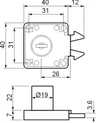Замок мебельный 202 латунь_2