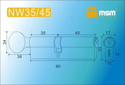 Цил.мех-зм MSM NW35в/45mm SN простой кл/верт. (Матовый никель) 2
