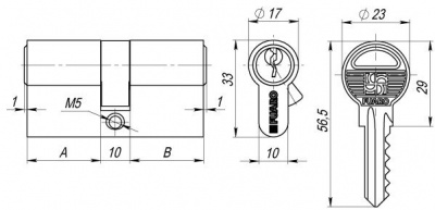 Ц.мех-зм 100 ZA 60mm (25+10+25) CP хром 5кл.2