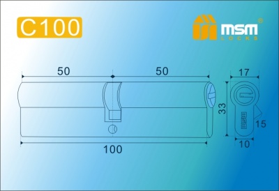 Цил.мех-зм MSM C100mm PB перфо.кл/кл. (Полированная латунь)2