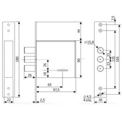 Замок врезной ГАРДИАН 1001 4кл. без отв.пл._2