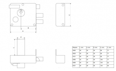 Замок накладной Apecs ЗН 0556 C-BN_2