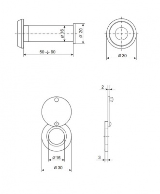 Глазок дверной Apecs 5116/50-90-G_2