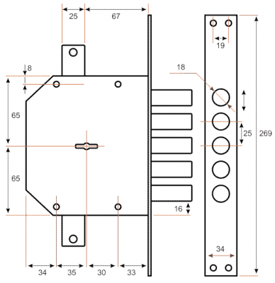 Замок врезной MOTTURA ЗВ 50. 798 D