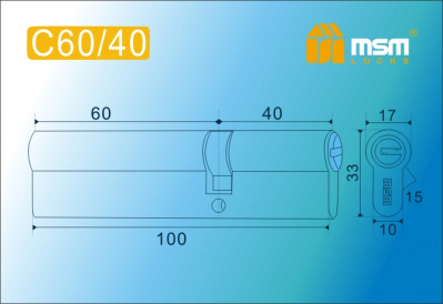 Цил.мех-зм MSM C60/40mm PB перфо.кл/кл. (Полированная латунь) 2