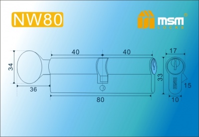 Цил.мех-зм MSM NW80mm PB  простой кл/верт. (Полированная латунь) 2