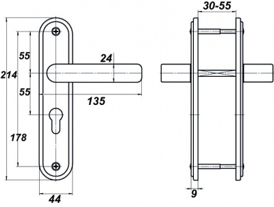 Ручка Меттэм НР 0901 плоская к замку ЗВ-4 _2