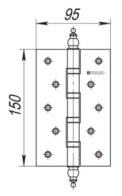 Петля универс. 4BB/E 150x95x3 PB (латунь) FUARO 2