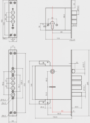 Замок врезной BORDER 60006 ЗВ 9-8 М1К.4.Т.ЗВ1-4.1М_2