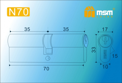Цил.мех-зм MSM N70mm SB простой кл/кл. (Матовая  латунь) 2