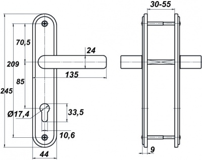 Ручка Меттэм НР 0702 к замку ЗВ4 703,713 Универсальная. мед.антик_2