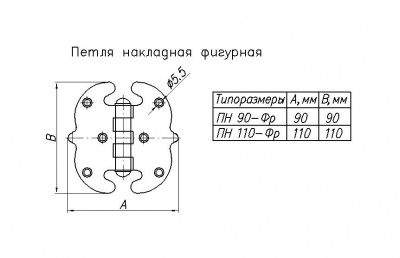 Петля накл. фигурная НОЭЗ ПН 5-110-S черный матовый (1)