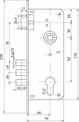 Замок врезной FUARO SET F9011 GP в комплекте с ручкой (1)