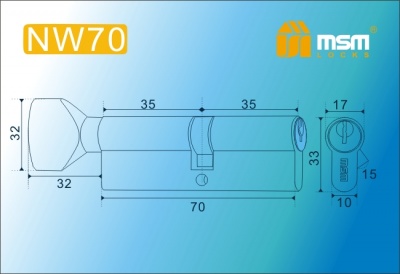 Цил.мех-зм MSM NW70mm SN  простой кл/верт. (Матовая никель) 2