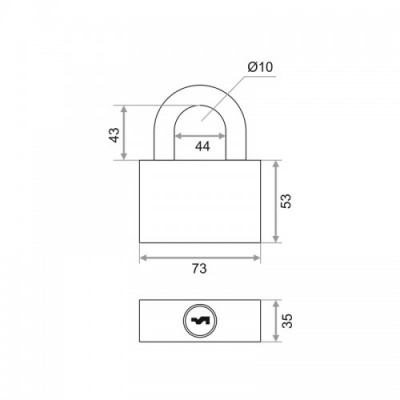 Замок навесной TRODOS BM-110-70 с сигн. (Blister) 2