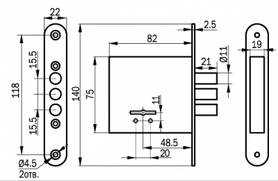 Замок врезной BORDER 76314 ЗВ8-8 У/13._2