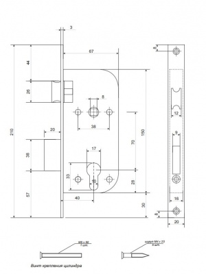 Замок врезной Apecs 122360-G_2