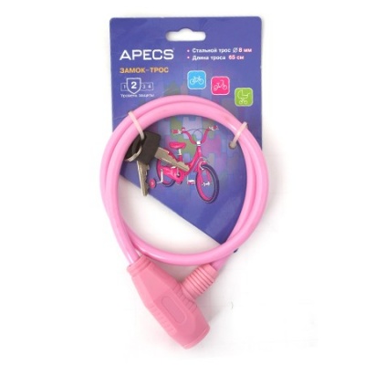 Замок велосипедный Apecs PD-81-65см -PINK