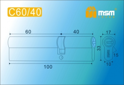 Цил.мех-зм MSM C60/40mm PB перфо.кл/кл. (Полированная латунь) 2