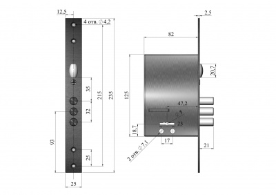 Замок врезной Герион Классик-М_2